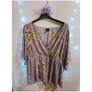 Torrid Gray Floral Shirt